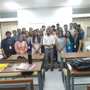 Dr. Dhanoj Gupta with B. Tech Students in class.